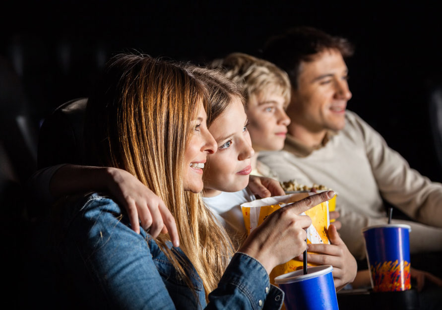 Family watching movie