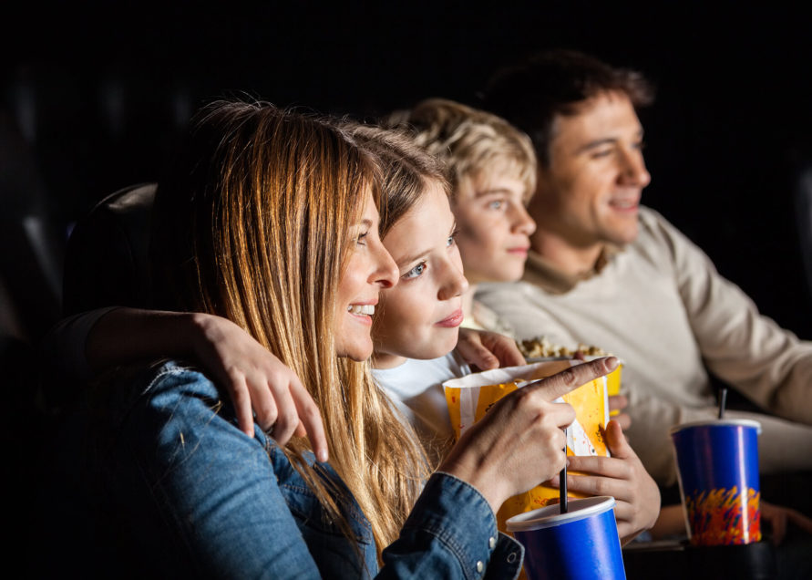 Family watching movie